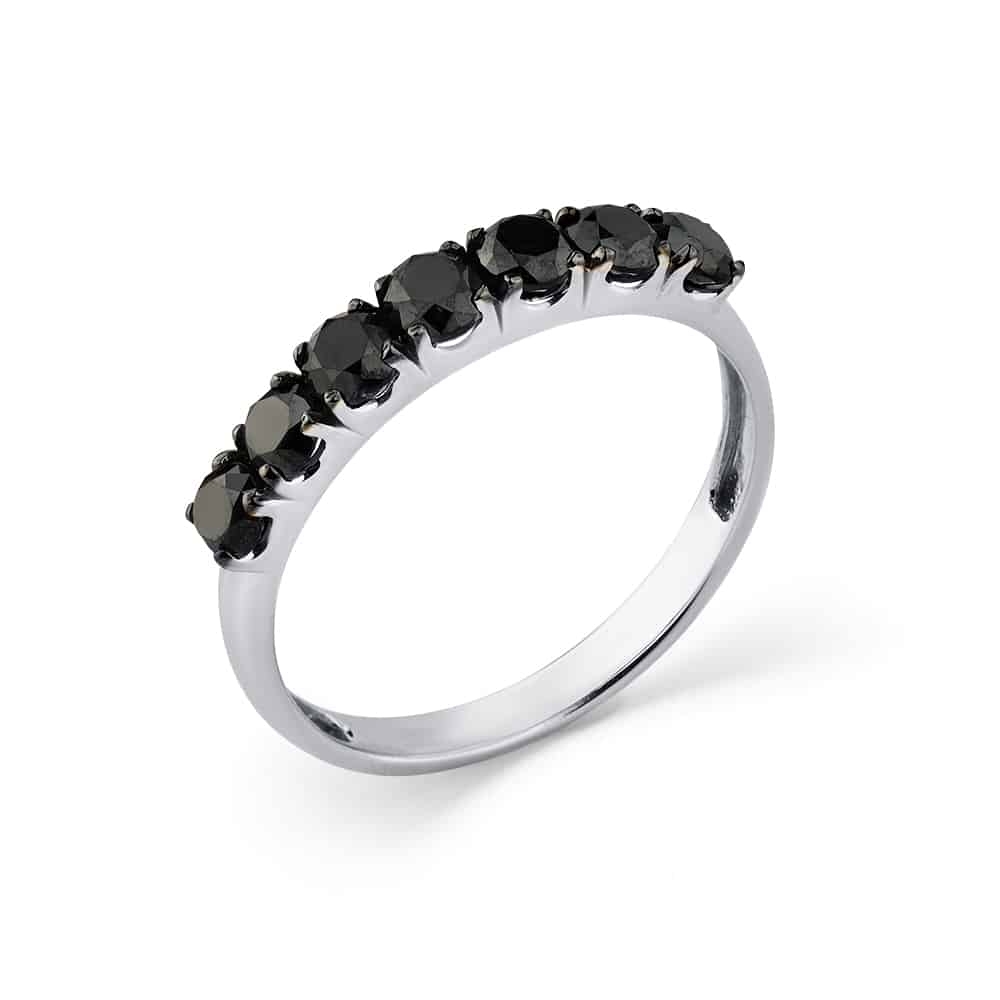 Inel din aur alb cu pietre Diamant negru