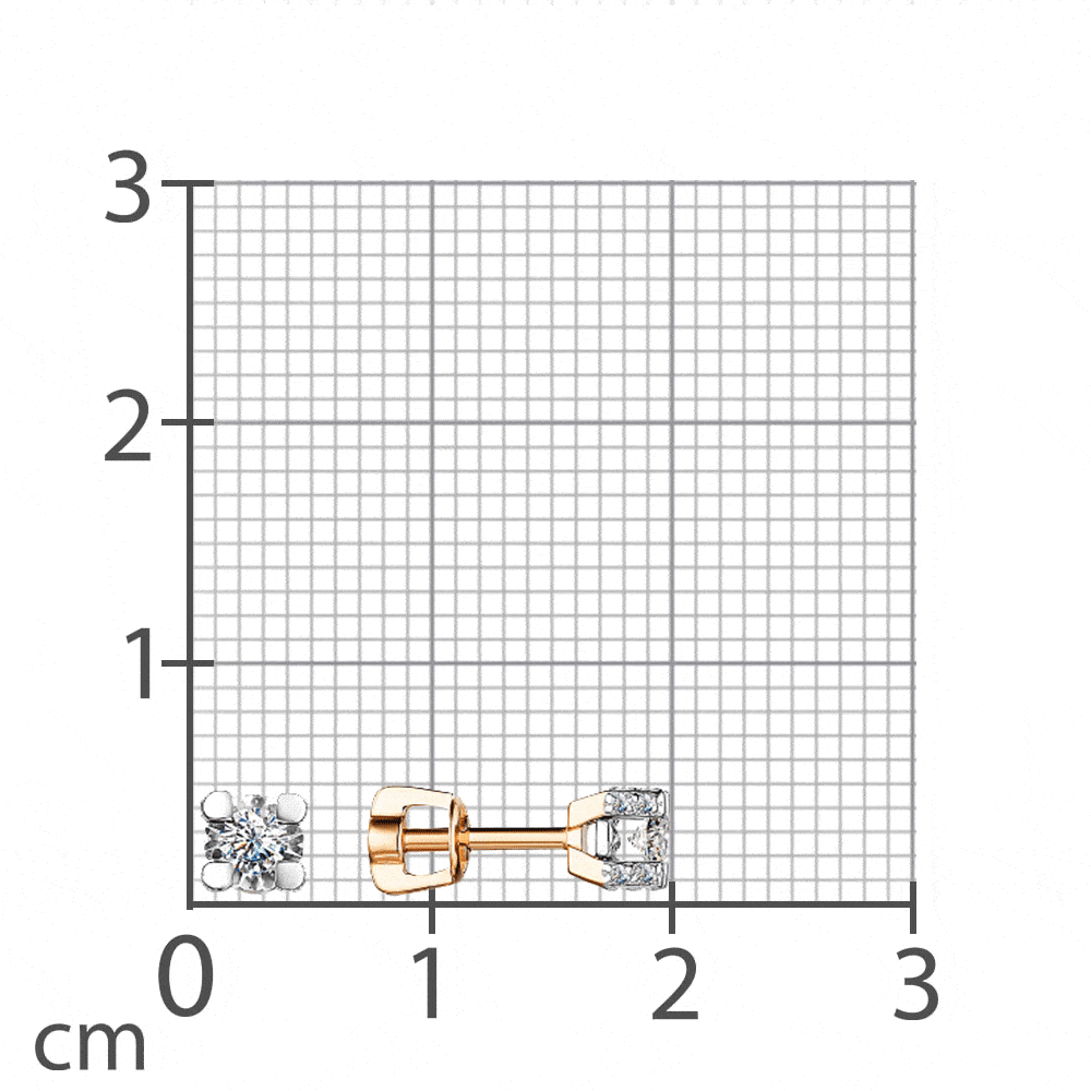 Cercei Pusete din aur roz cu pietre Diamant
