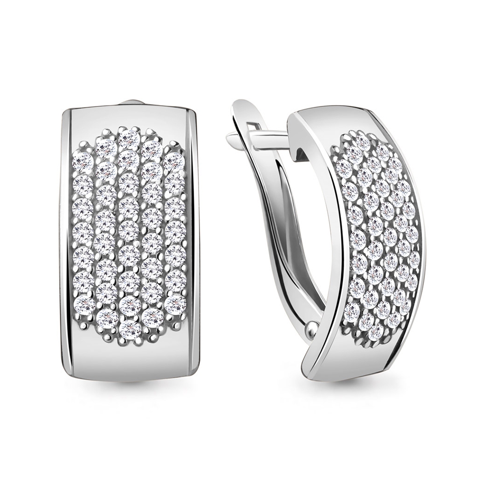 Cercei din aur alb cu pietre Cubic Zirconia Incolor