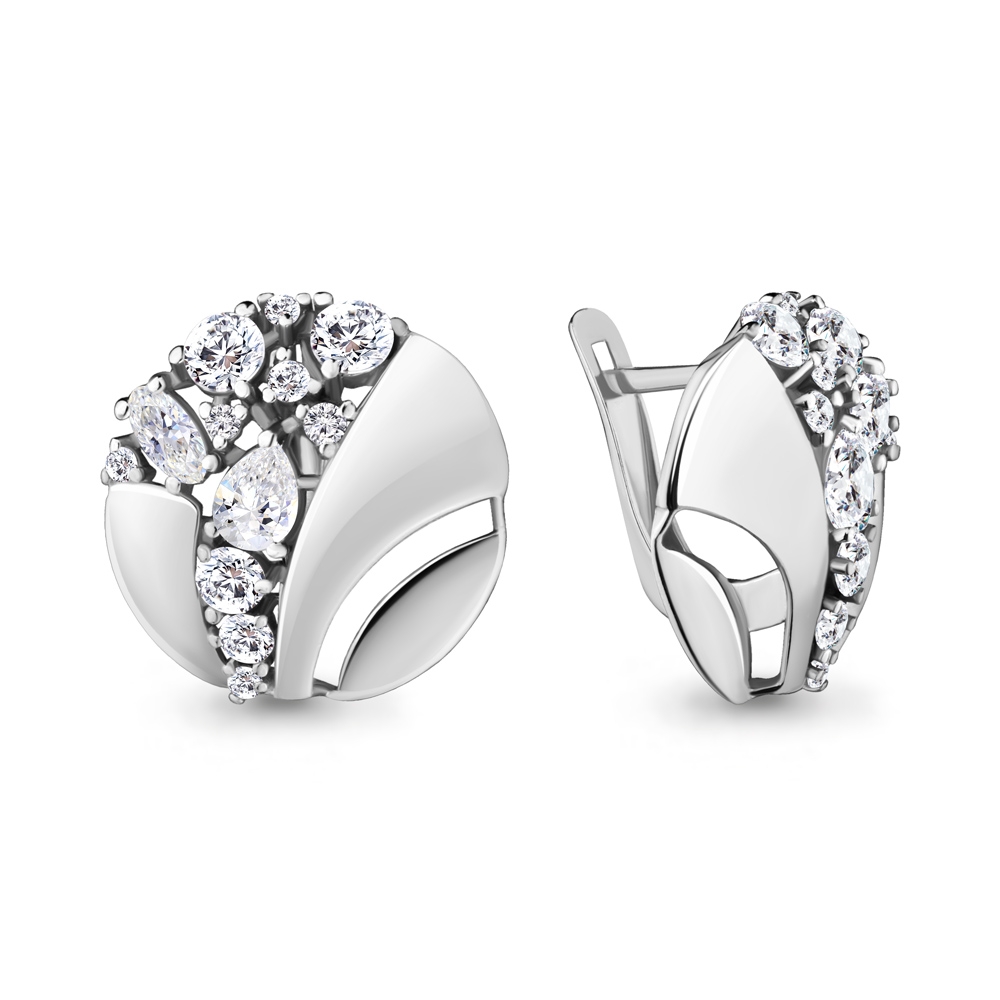 Cercei din aur alb cu pietre Cubic Zirconia Incolor