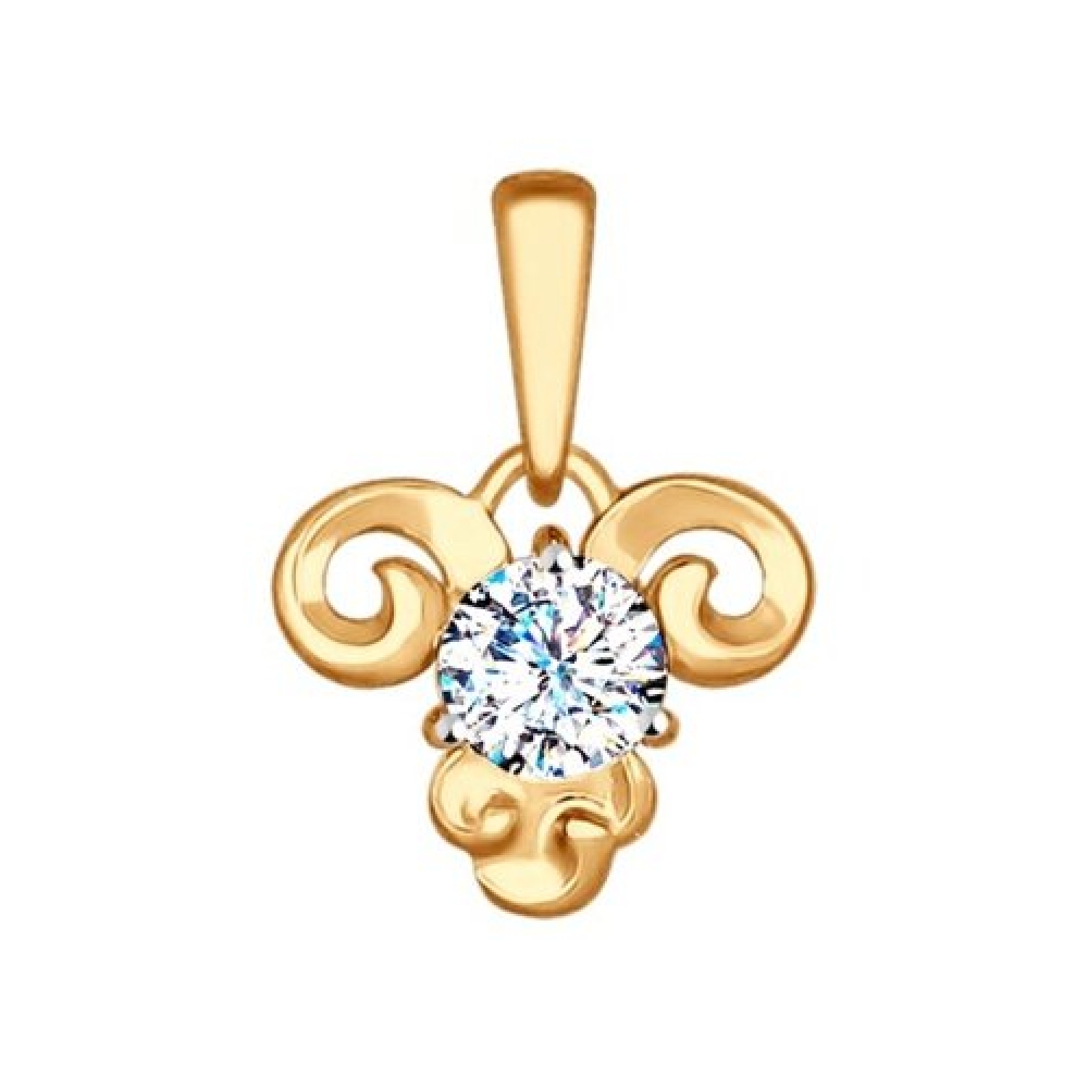 Pandantiv din aur roz cu pietre Cubic Zirconia Incolor