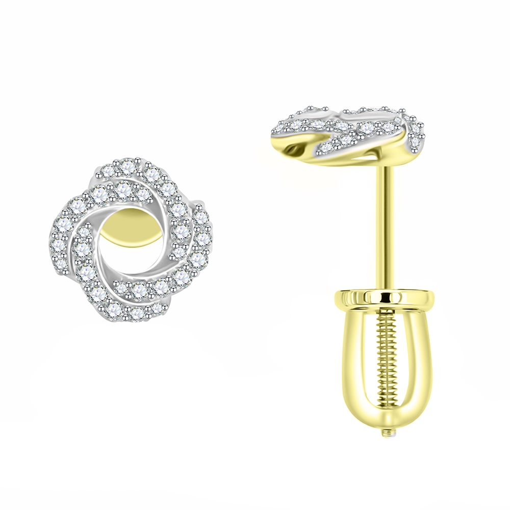 Cercei Pusete din aur galben cu pietre Diamant