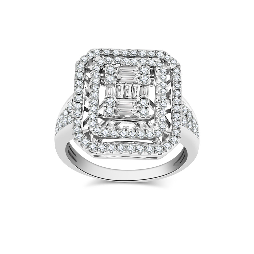 Inel din aur alb cu pietre Diamant