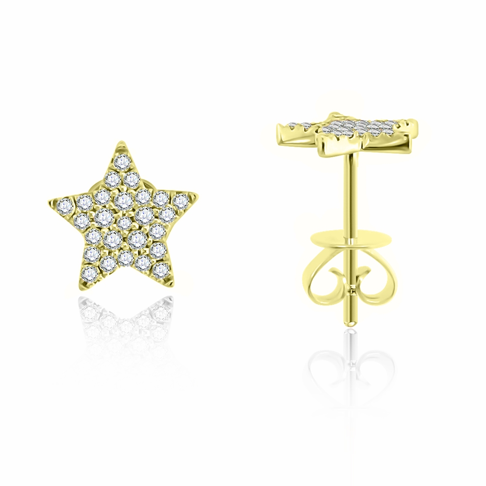 Cercei Pusete din aur galben cu pietre Diamant