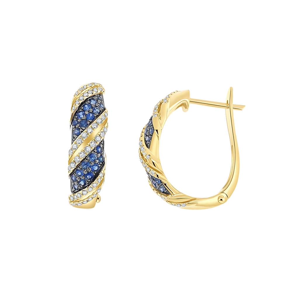 Cercei din aur galben cu pietre Diamant, Safir