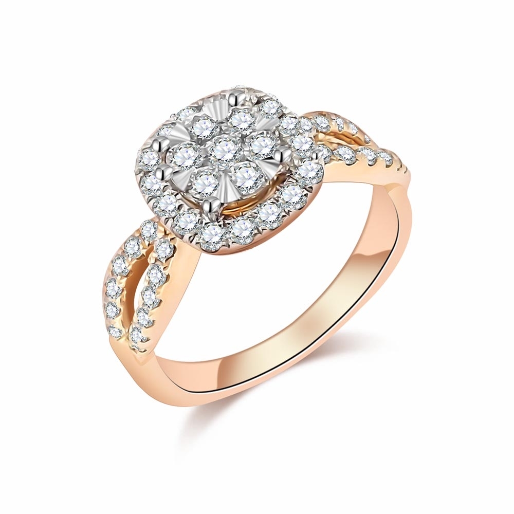 Inel din aur roz cu pietre Diamant