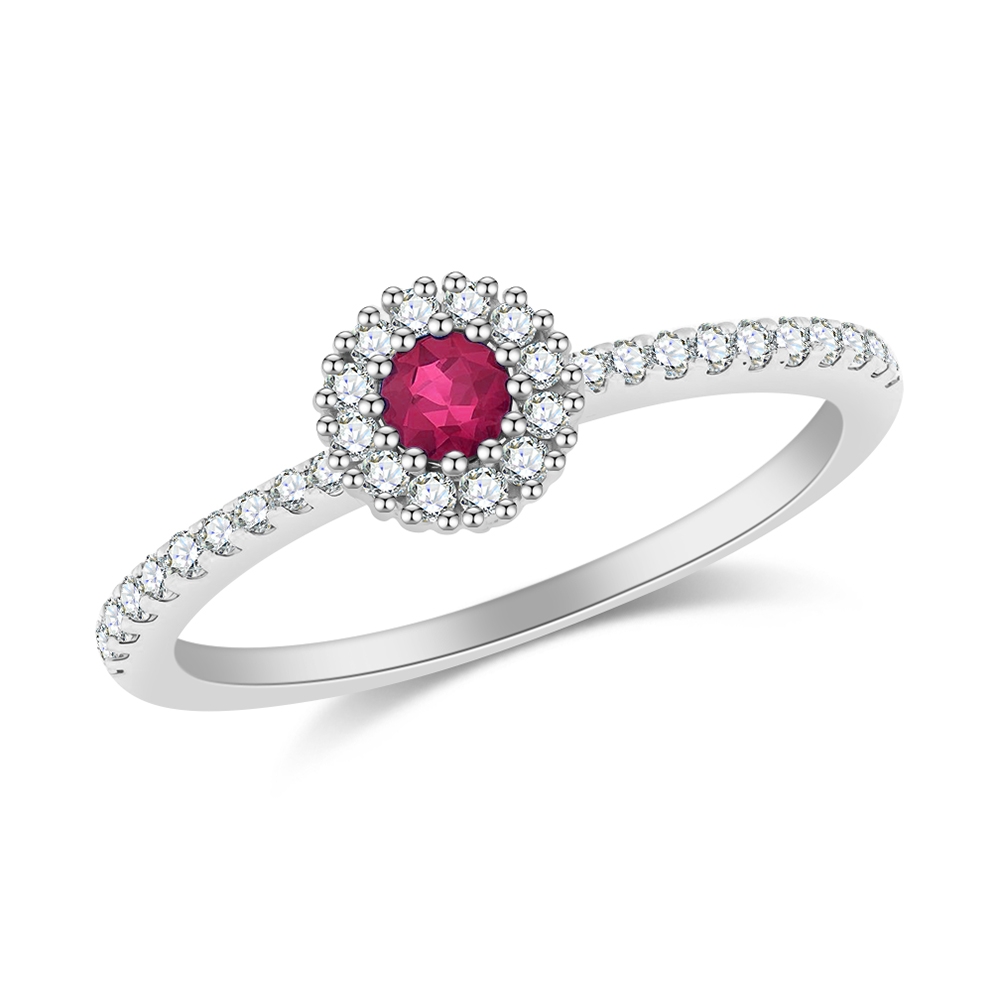 Inel din aur alb cu pietre Diamant, Rubin