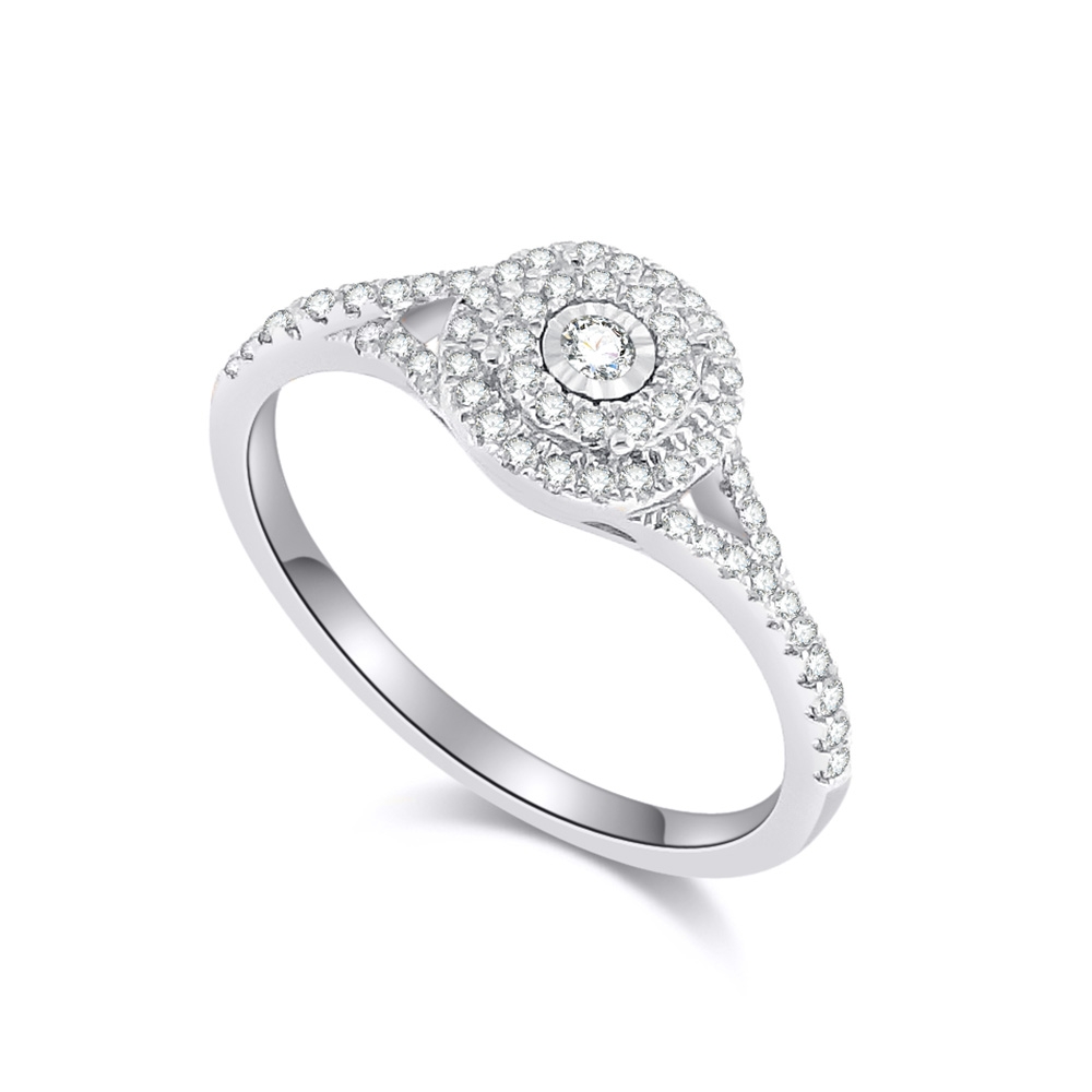 Inel din aur alb cu pietre Diamant