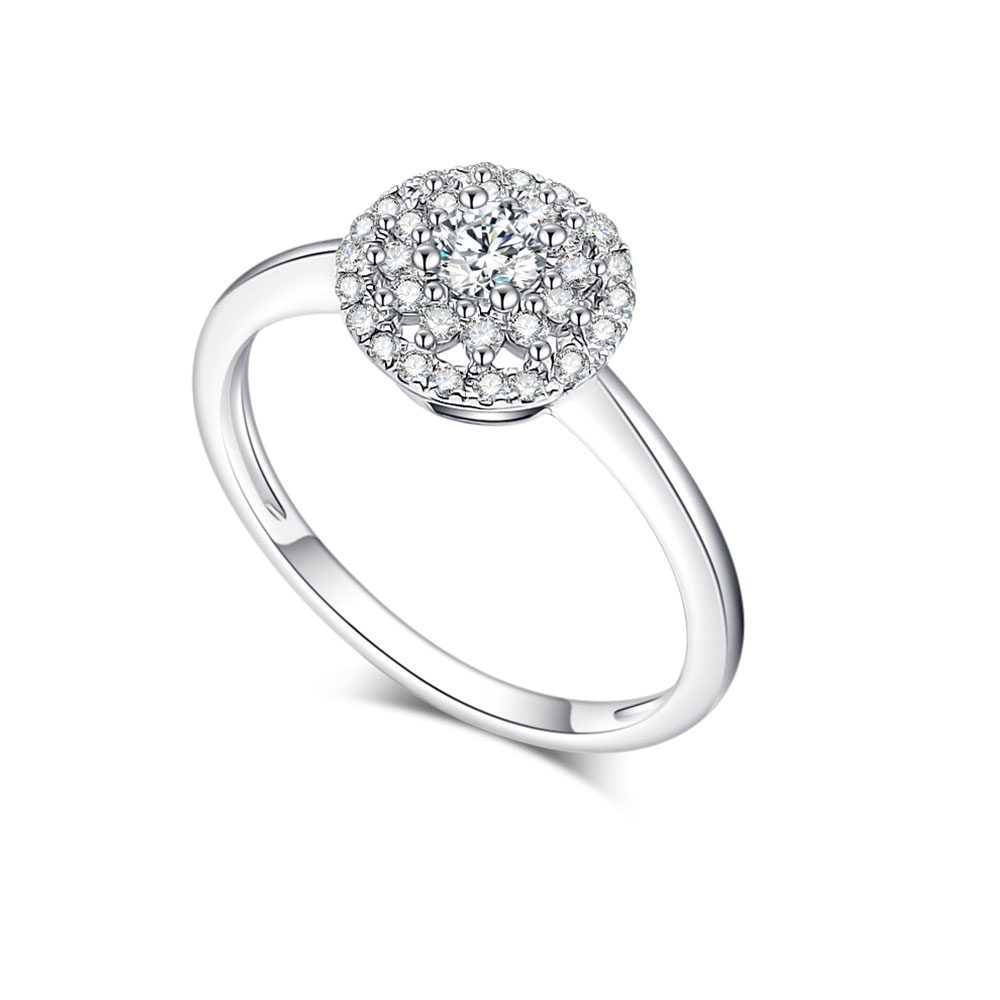 Inel din aur alb cu pietre Diamant