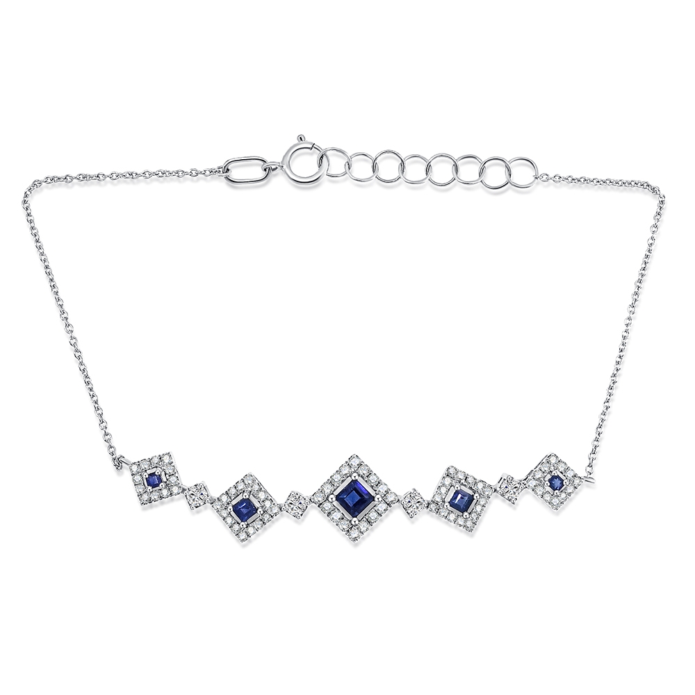 Brățară din aur alb cu pietre Diamant, Safir