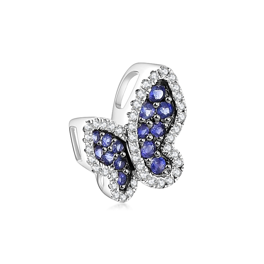 Pandantiv din aur alb cu pietre Diamant, Safir