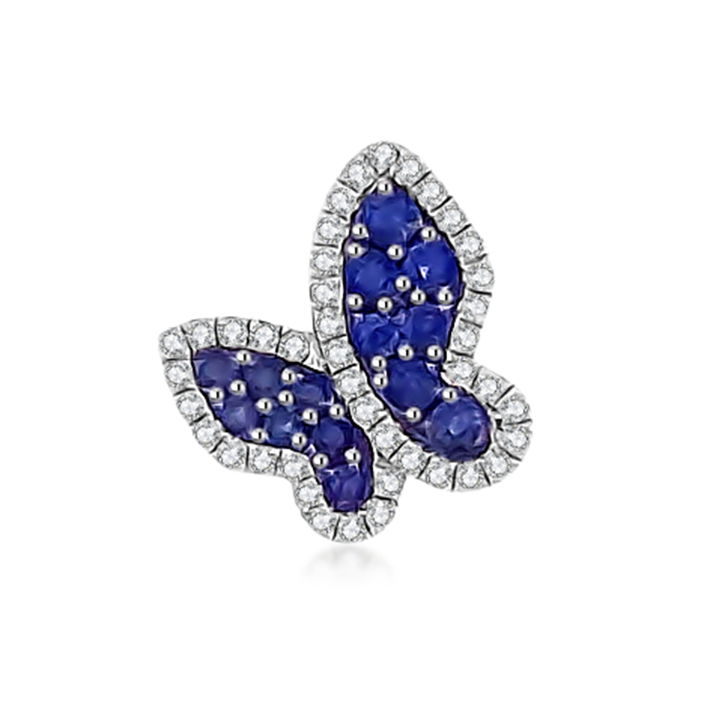 Pandantiv din aur alb cu pietre Diamant, Safir