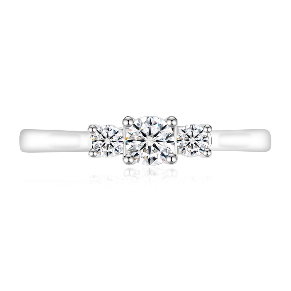 Inel din aur alb cu pietre Diamant