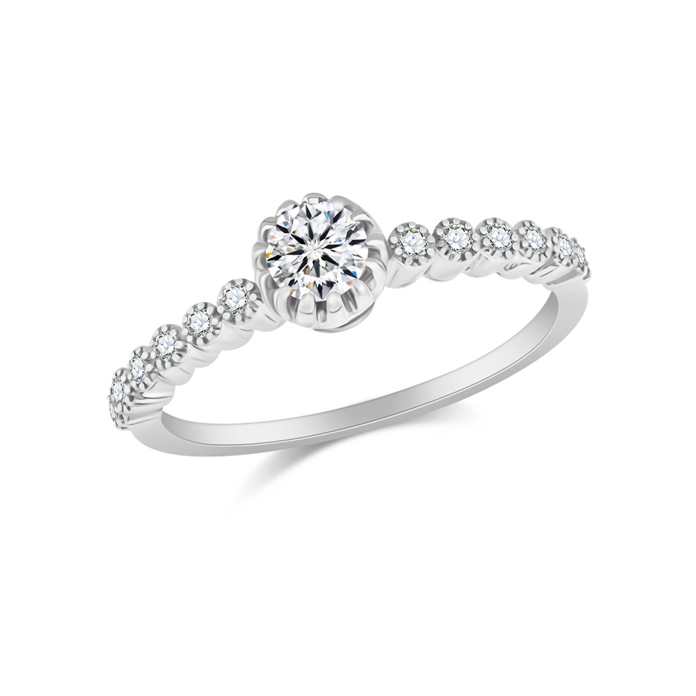 Inel din aur alb cu pietre Diamant