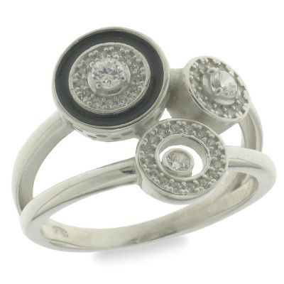 Inel din argint  cu pietre Cubic Zirconia Incolor, Finift