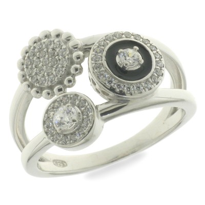Inel din argint  cu pietre Cubic Zirconia Incolor, Finift