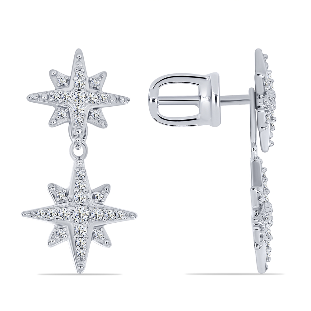 Cercei Suspendați din argint  cu pietre Cubic Zirconia Incolor