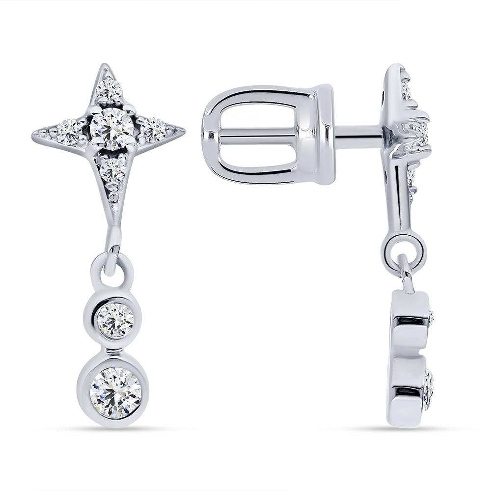 Cercei Suspendați din argint  cu pietre Cubic Zirconia Incolor