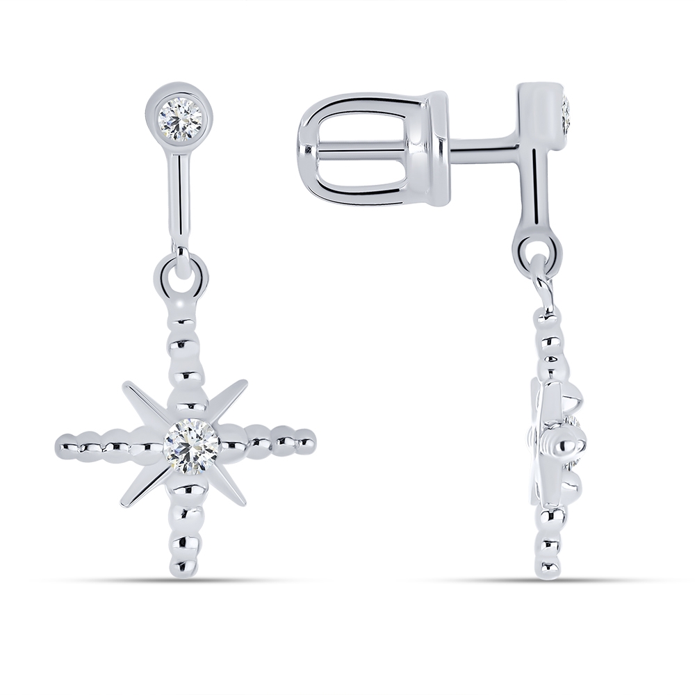 Cercei Suspendați din argint  cu pietre Cubic Zirconia Incolor