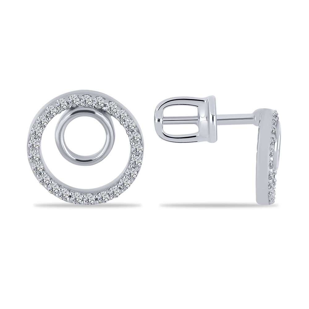 Cercei Pusete din argint  cu pietre Cubic Zirconia Incolor