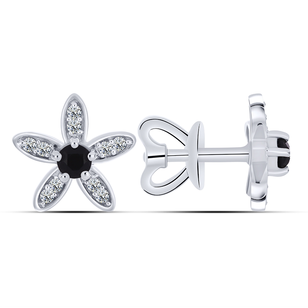 Cercei Pusete din argint  cu pietre Cubic Zirconia Incolor, Spinel