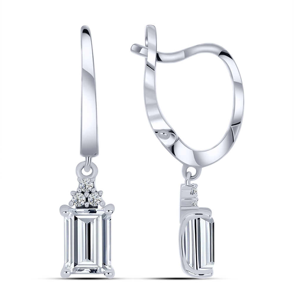 Cercei din argint  cu pietre Cubic Zirconia Incolor, Cristal de munte
