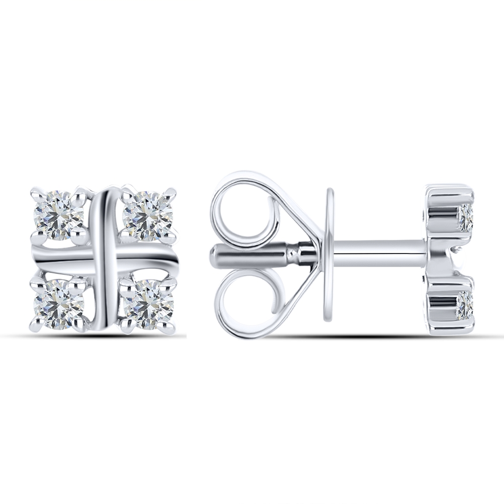 Cercei Pusete din argint  cu pietre Cubic Zirconia Incolor