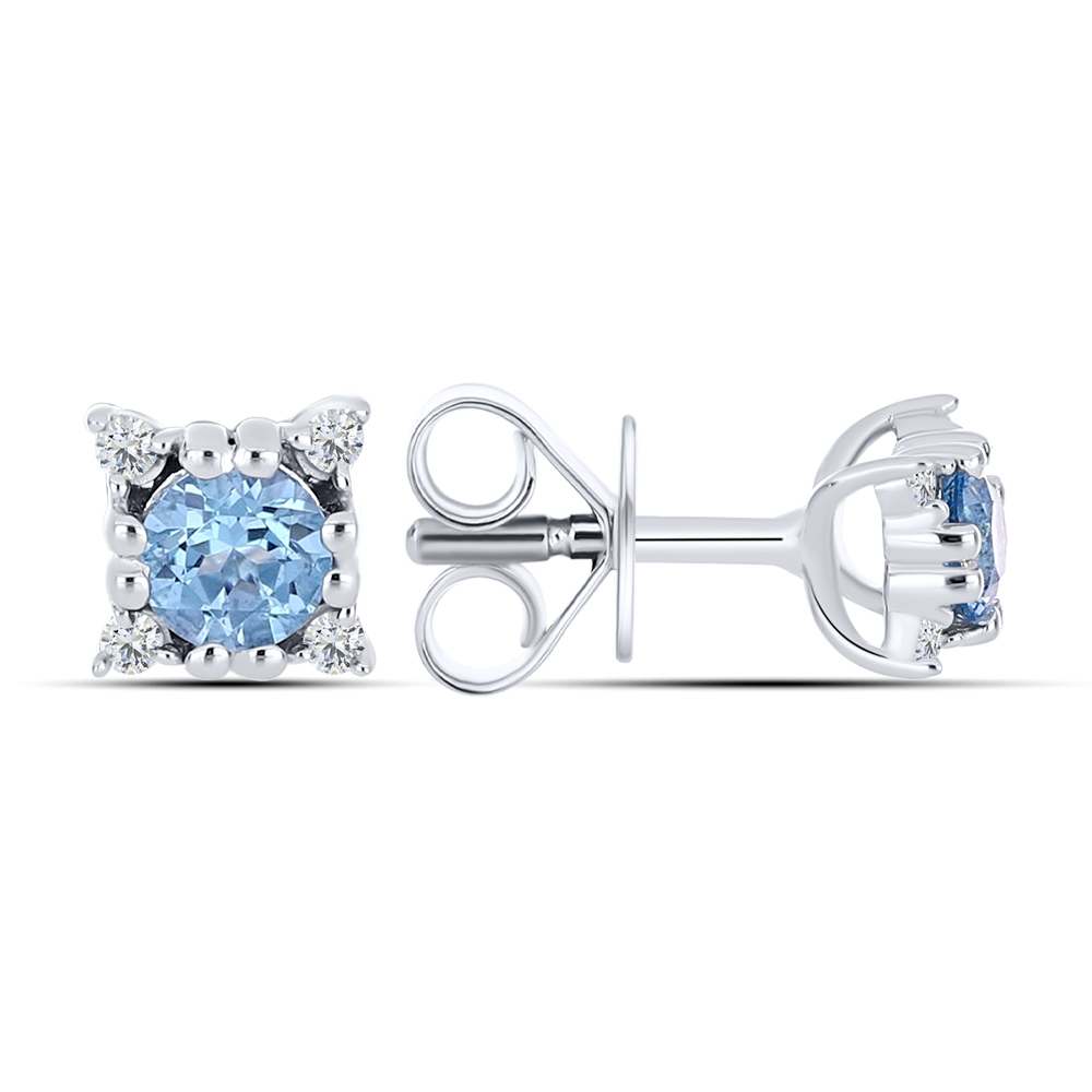 Cercei Pusete din argint  cu pietre Cubic Zirconia Incolor, Topaz Swiss