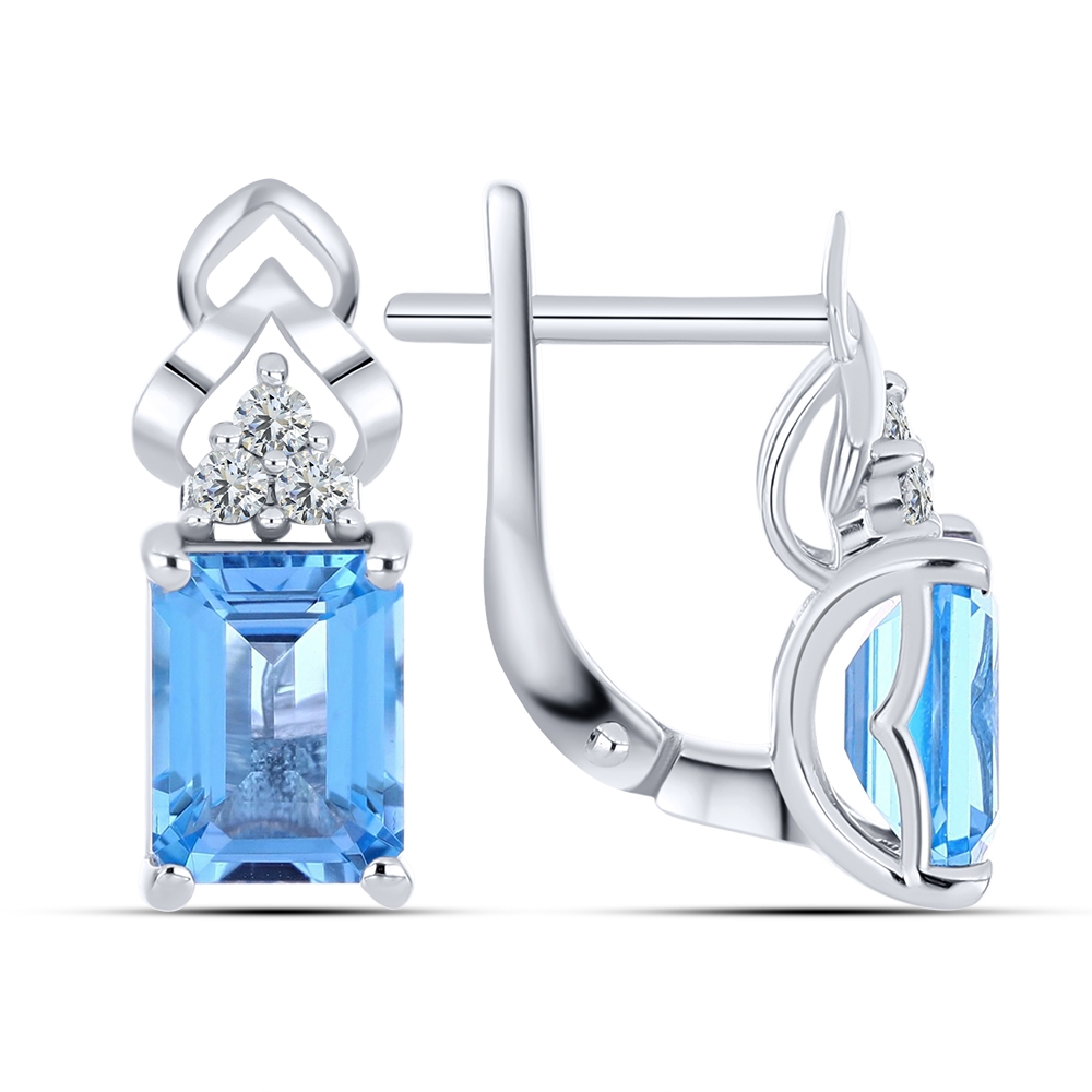 Cercei din argint  cu pietre Cubic Zirconia Incolor, Topaz Swiss
