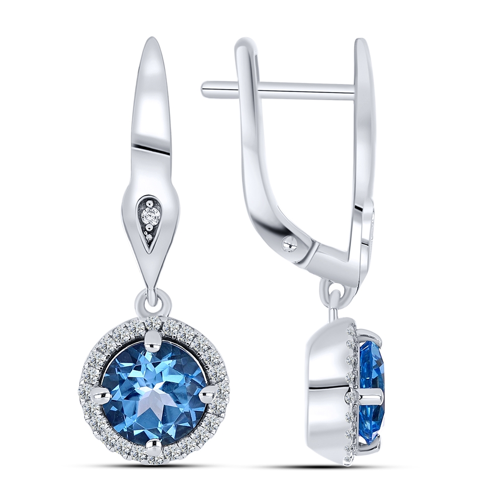 Cercei din argint  cu pietre Cubic Zirconia Incolor, Topaz Swiss