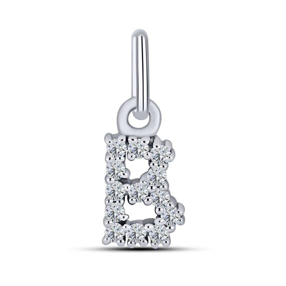 Pandantiv din aur alb cu pietre Cubic Zirconia Incolor