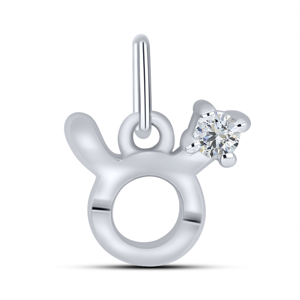 Pandantiv din aur alb cu pietre Cubic Zirconia Incolor
