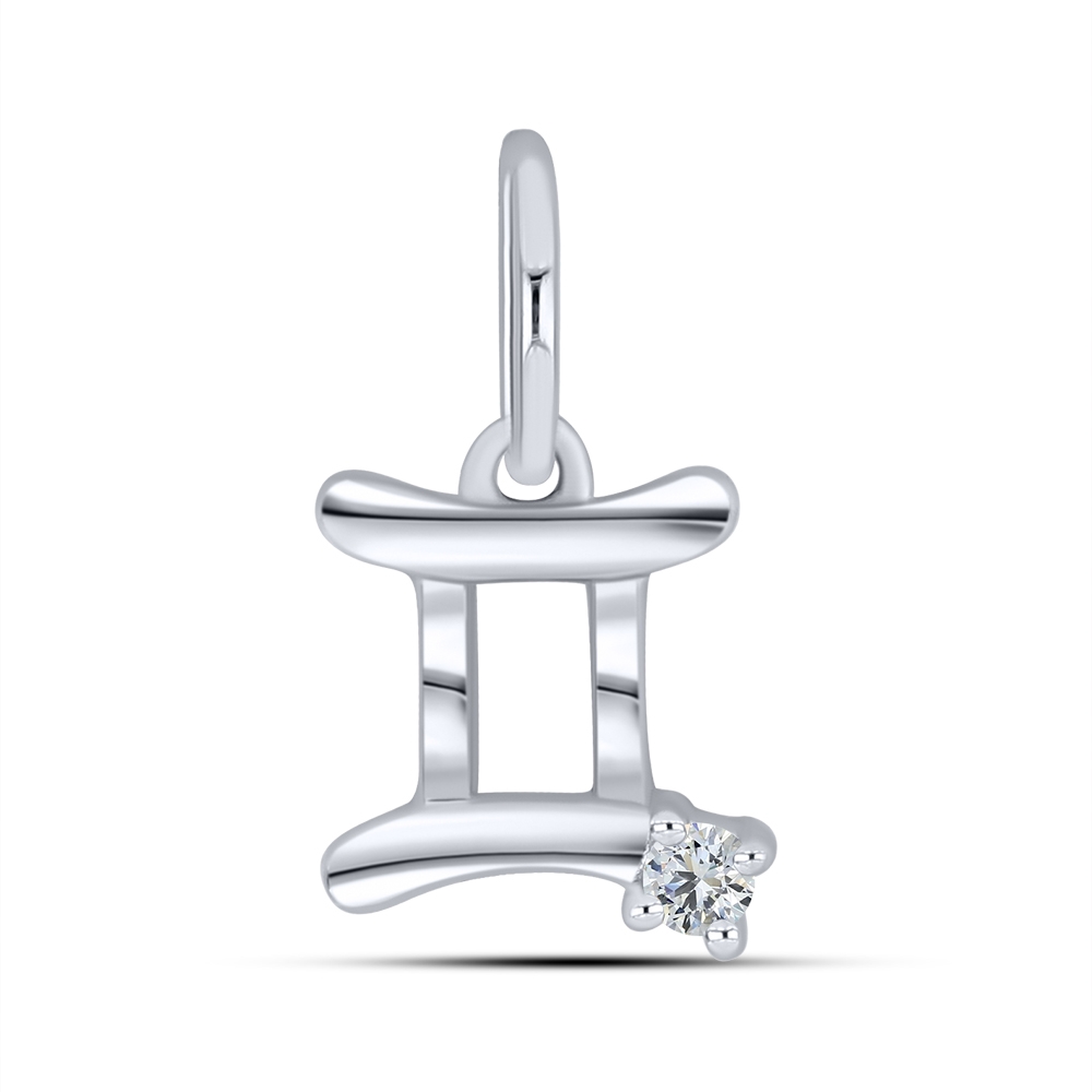 Pandantiv din aur alb cu pietre Cubic Zirconia Incolor