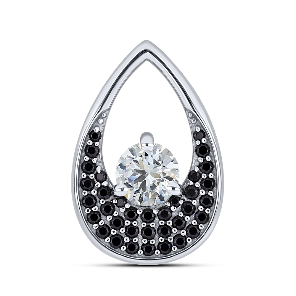Pandantiv din aur alb cu pietre Cubic Zirconia Incolor
