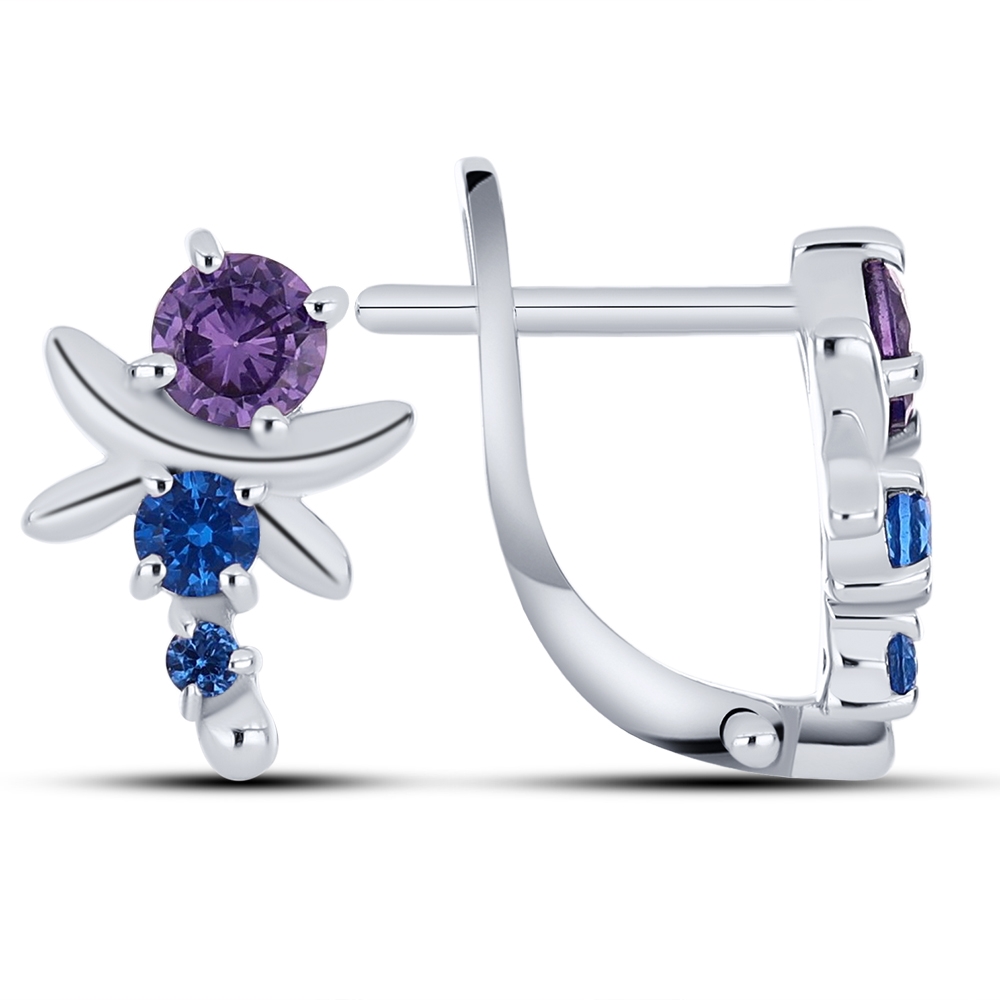 Cercei p-u copii din aur alb cu pietre Cubic Zirconia Liliachiu, Nanotopaz