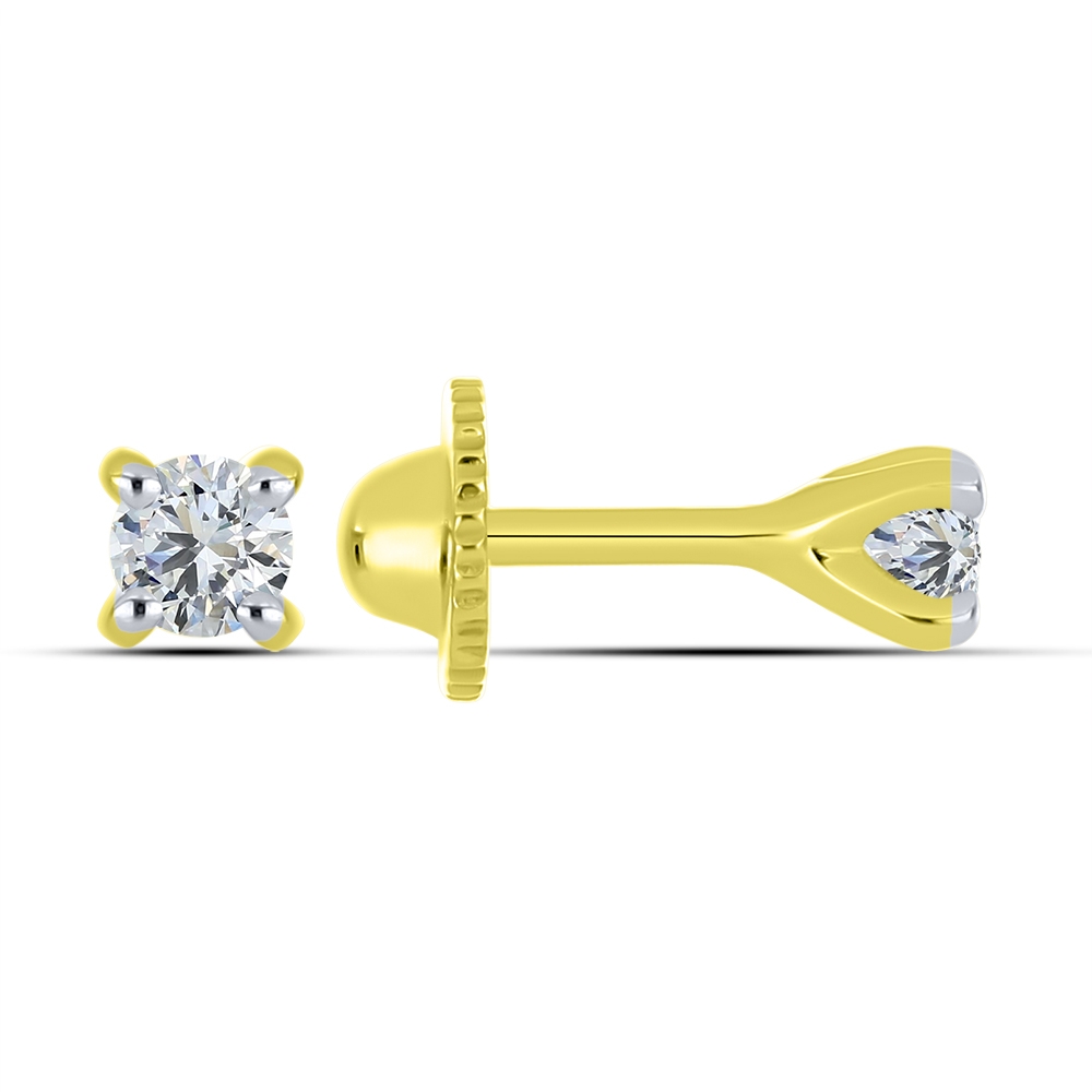 Cercei Pusete din aur galben cu pietre Cubic Zirconia Incolor