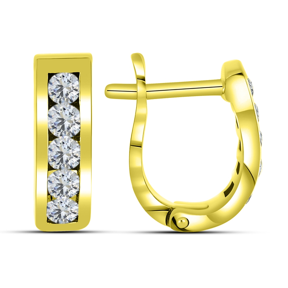 Cercei din aur galben cu pietre Cubic Zirconia Incolor