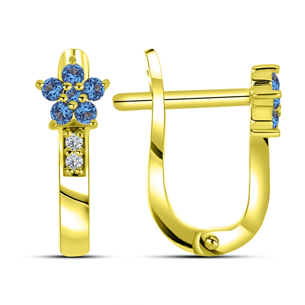 Cercei p-u copii din aur galben cu pietre Cubic Zirconia Incolor, Nanotopaz