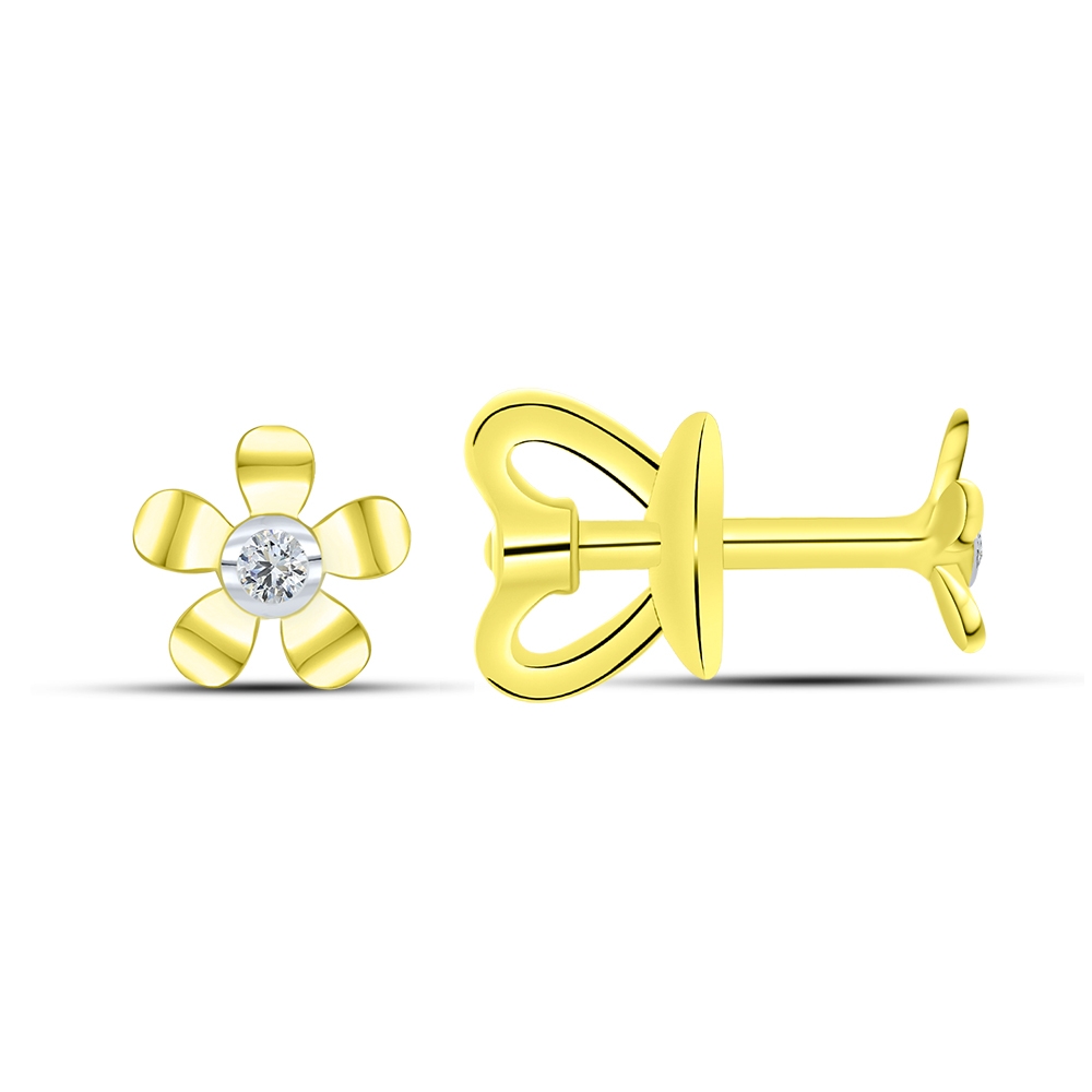 Cercei Pusete din aur galben cu pietre Cubic Zirconia Incolor