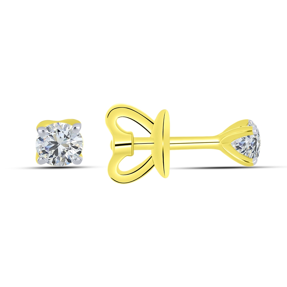 Cercei Pusete din aur galben cu pietre Cubic Zirconia Incolor