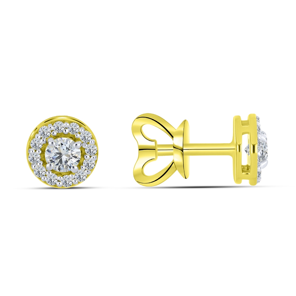 Cercei Pusete din aur galben cu pietre Cubic Zirconia Incolor