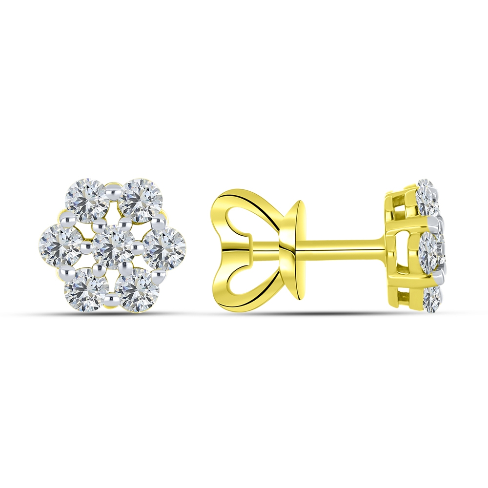 Cercei Pusete din aur galben cu pietre Cubic Zirconia Incolor