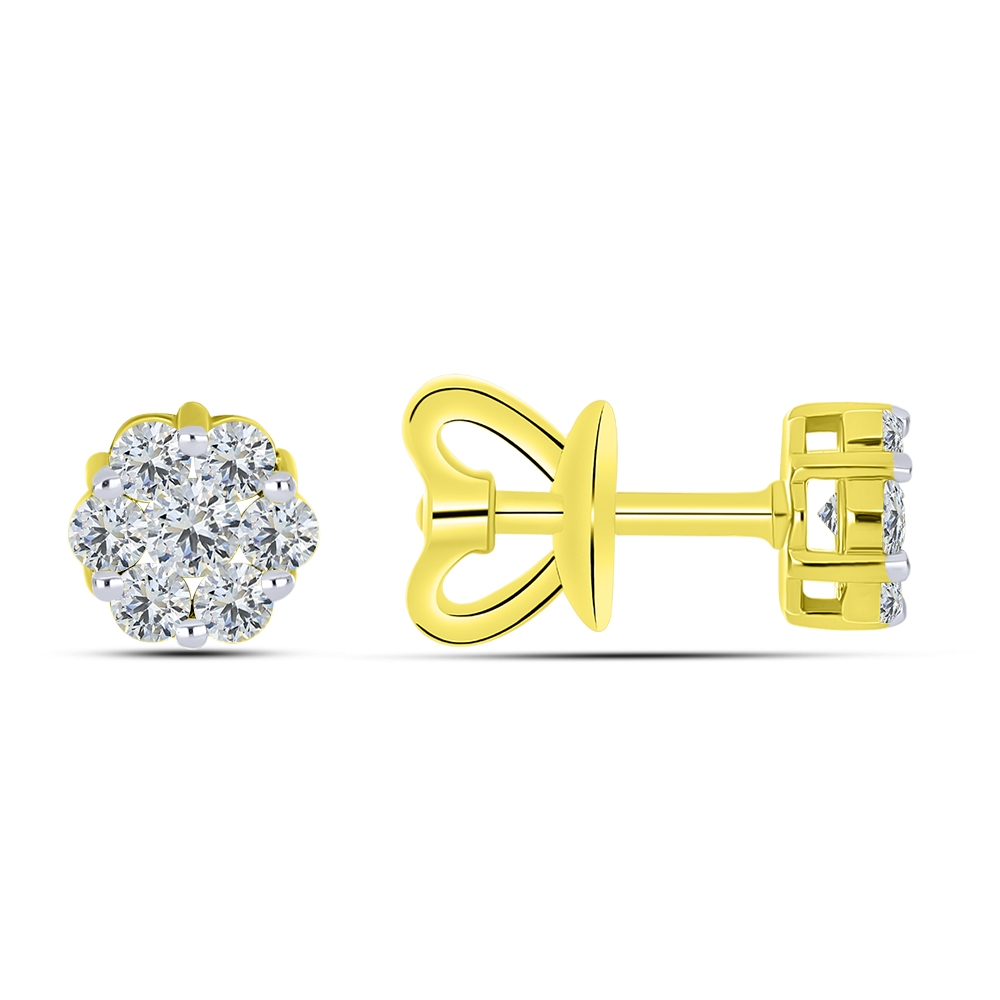 Cercei Pusete din aur galben cu pietre Cubic Zirconia Incolor