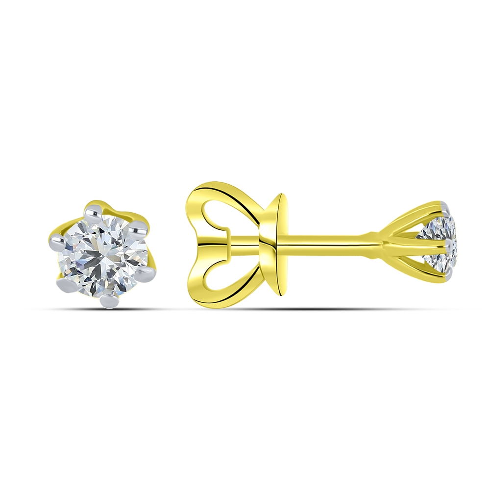 Cercei Pusete din aur galben cu pietre Cubic Zirconia Incolor