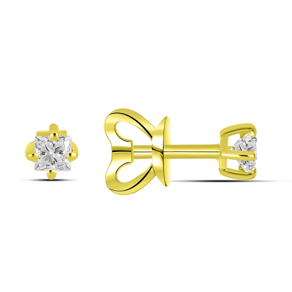 Cercei Pusete din aur galben cu pietre Cubic Zirconia Incolor