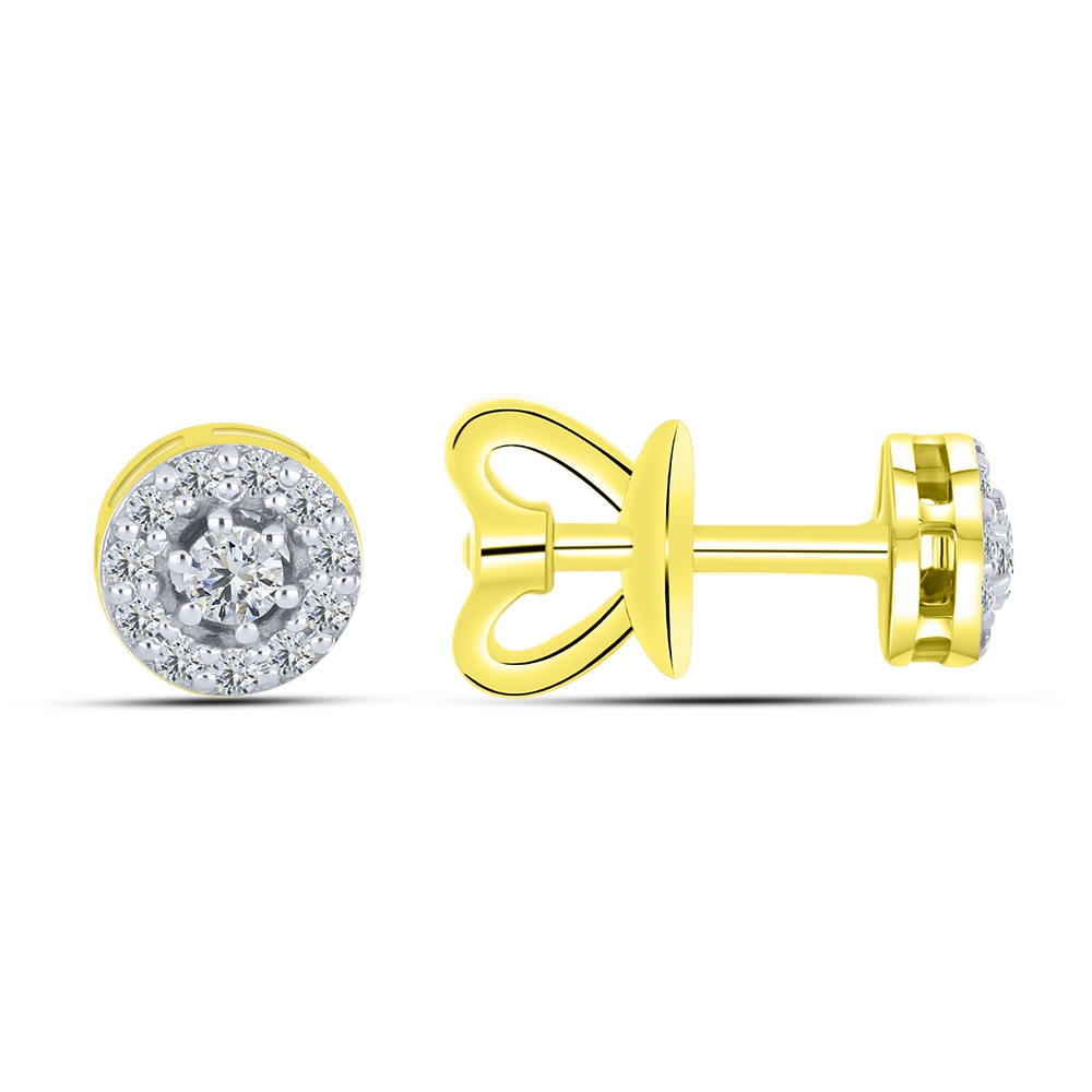 Cercei Pusete din aur galben cu pietre Cubic Zirconia Incolor