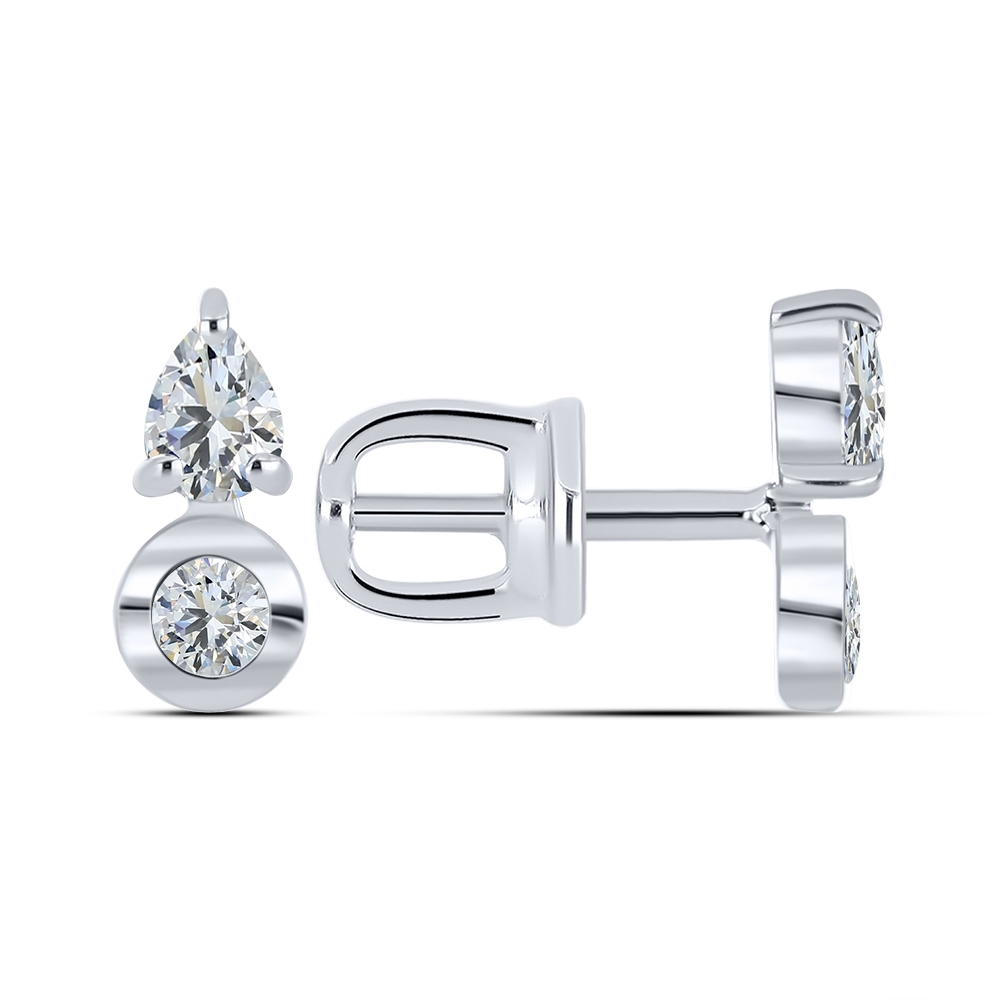 Cercei din aur alb cu pietre Cubic Zirconia Incolor