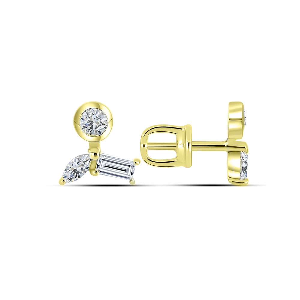 Cercei din aur galben cu pietre Cubic Zirconia Incolor