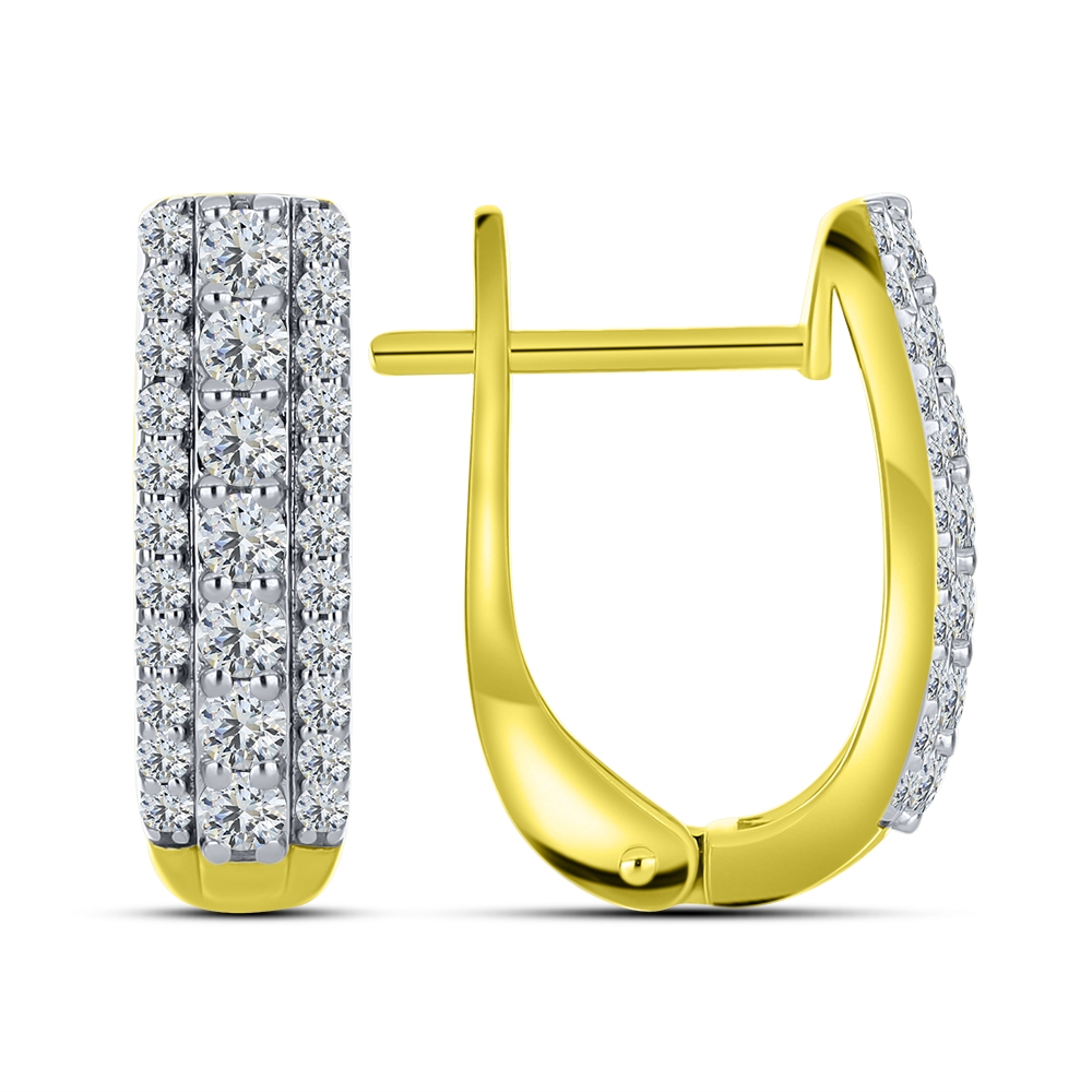 Cercei din aur galben cu pietre Cubic Zirconia Incolor