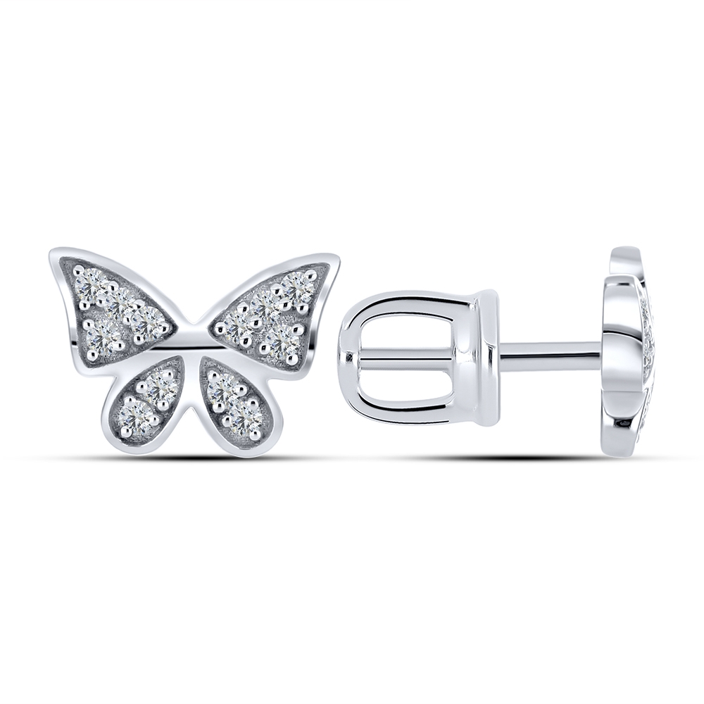 Cercei din aur alb cu pietre Cubic Zirconia Incolor